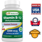 Best Naturals Vitamin B-12 as Methylcobalamin (Methyl B12) 6000 mcg 60 Sublingual Tablets