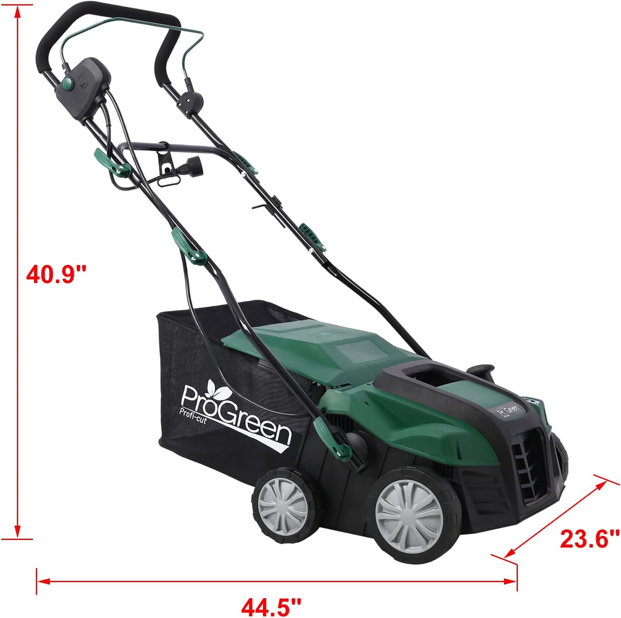Elleree 16 in 2-IN-1 Electric Lawn Dethatcher and Scarifier with Extra Large Collection Bag, 15 Amp Push Walk-Behind Scarifier & Dethatcher Gardening Equipment