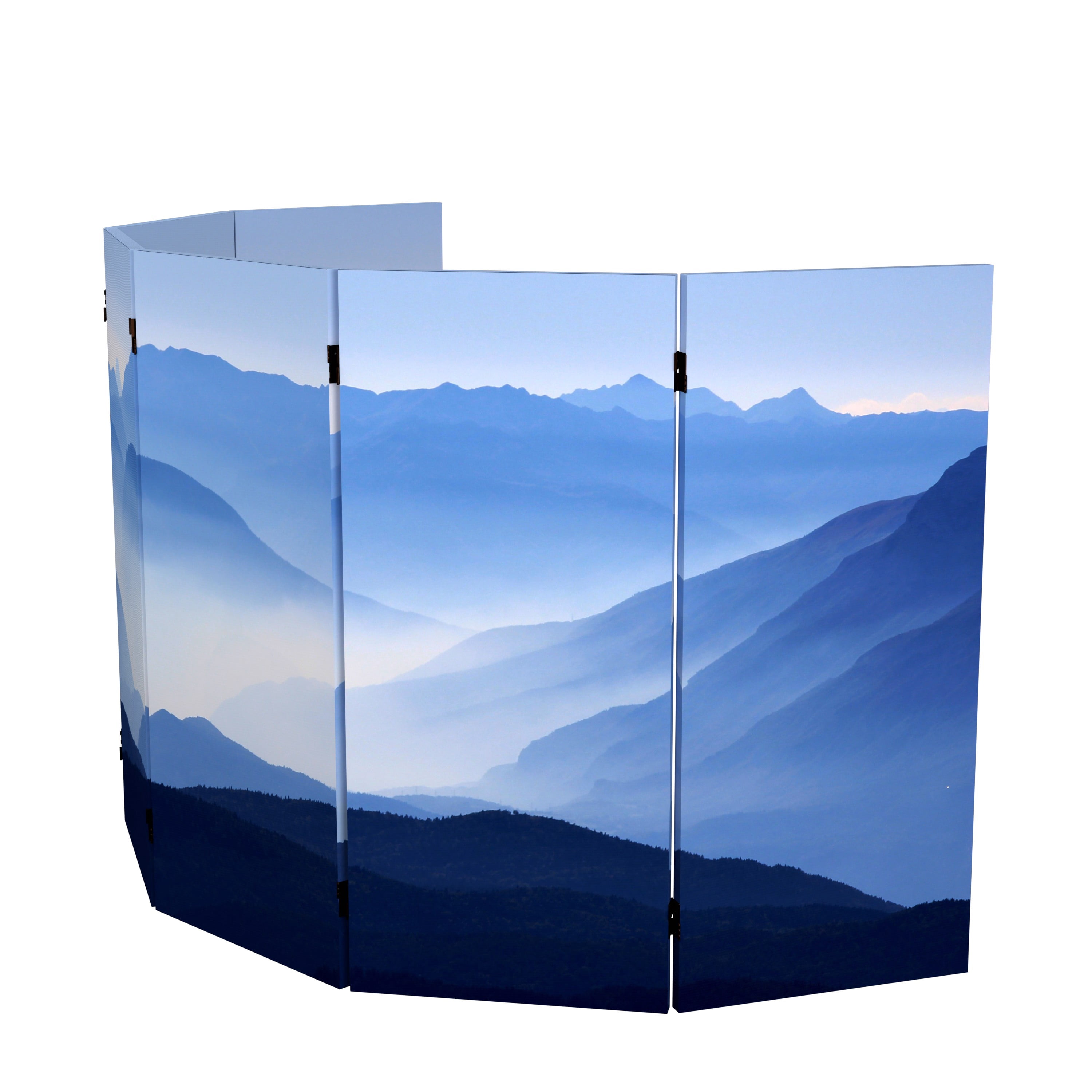 3 ft. Short Double Sided Misty Mountain Canvas Folding Screen
