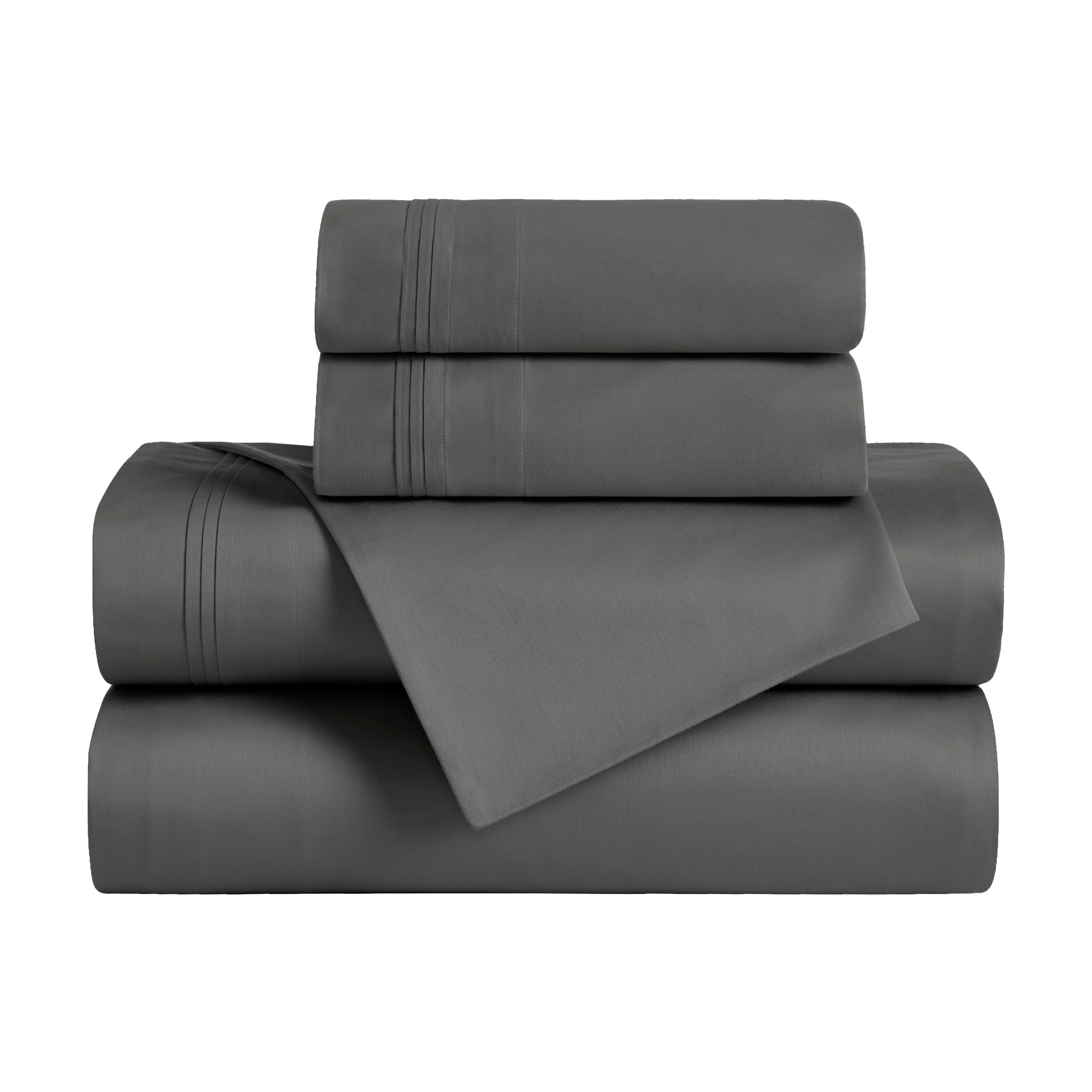 Superior 650 TC Egyptian Cotton Sheet Set, Extra Deep Pocket - 18 Inch, Cal King, Grey