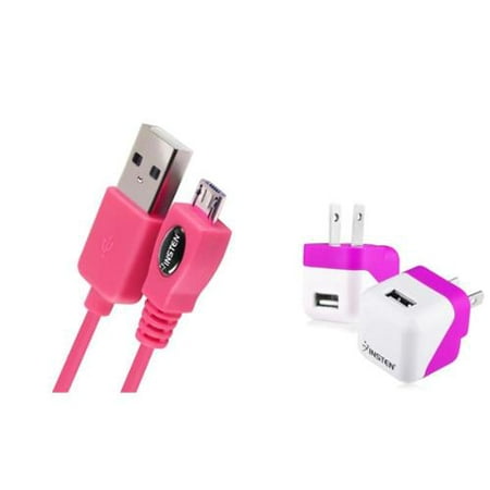 Insten Pink Travel Wall AC Charger + 6FT Micro USB Cable Universal For Cellphone Smartphone Android Mobile Samsung Galaxy S7 S6 S5 Note 5 Express Amp Prime 2 LG Stylo 3 K7 K8v K20 (Best Home Button App For Android)