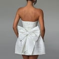 thumbnail image 4 of Strapless Jacquard Mini Dress for Women A-Line Graduation Party Dress with Back Bow and Lace-Up Corset, 4 of 7
