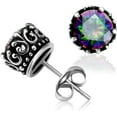 thumbnail image 2 of Retro Vintage Celtic Knot Stainless Steel Fire Crystal Stud Earrings, 2 of 6