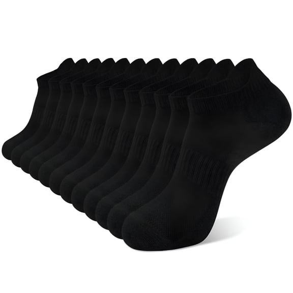 TELOLY Ankle Socks for Men, Running Low Cut Socks Athletic Size 10-12 Socks for Men Black, 12 Pairs