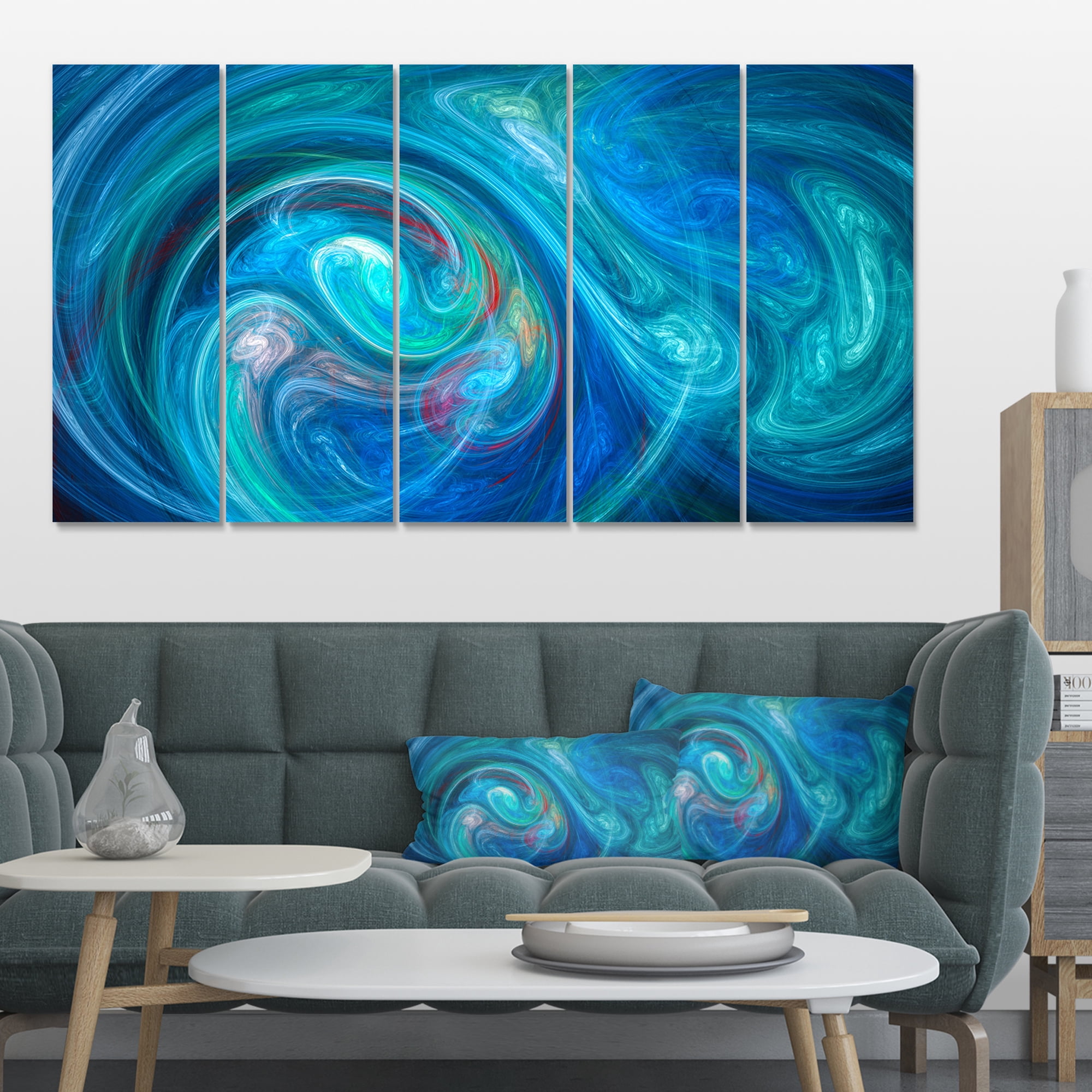 Designart 'Dark Blue Fractal Abstract Texture ' Abstract Canvas Wall Art
