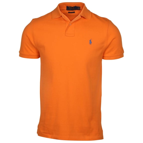 Polo RL Men's Custom Slim Fit Mesh Pony Shirt (Small, Orange 085)