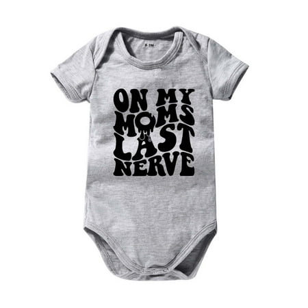 

Realhomelove On My Moms Last Nerve Newborn Baby Onesies For Boys Girls Short Sleeve Funny Letter Bodysuit Jumpsuit Romper 0-24M