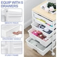 thumbnail image 4 of Utility Cart with 5 Drawers,Storage Drawer Cart with Wooden Tabletop and Lockable Wheels,Craft Storage Trolley Cart,5-Tier Rolling Utility Cart on Wheels,Bright White, 4 of 16