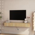 thumbnail image 3 of Floating TV Stand Wall Mounted with 16 Color LEDs,69" Modern TV Stand, Floating TV Cabinet Entertainment Center for 55 60 65 Inch TV,Black, 3 of 8