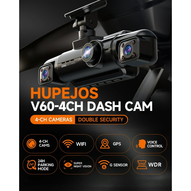 HUPEJOS GPS Dash Cam Front and Rear, 360° 4K Dash Camera with WiFi