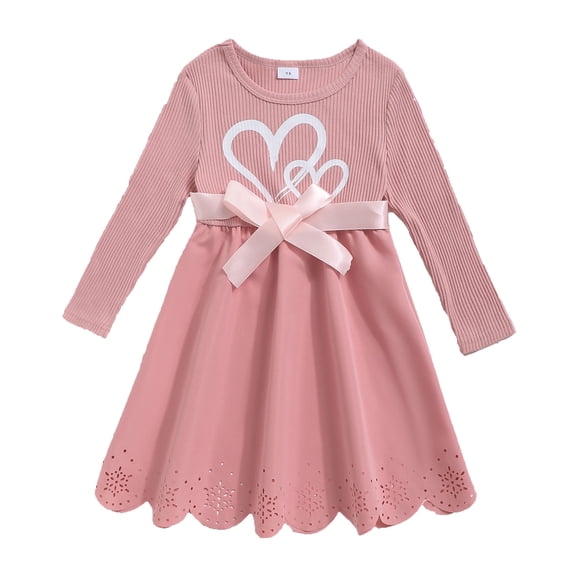 Actgleam Toddler Girls Long Sleeve Dress A-Line Formal Dresses for Girl,Pink,5Year