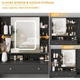 thumbnail image 5 of Vabches Large Vanity Desk Set with Sliding Lighted Mirror, Modern Makeup Table with Cushion Stool, Visible Drawers, 3 Drawers and Jewelry Cabinets & Charging Station, 5 of 8
