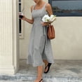 thumbnail image 4 of DHFJKG Summer Midi Dresses For Women Striped Square Neck Casual Sleeveless Swing A Line Dress Wedding Guest Dress, 4 of 9