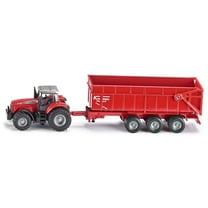 Massey Ferguson 8480 Dyna VT Tractor Red with Silver Top and Krampe Dump Trailer Red 1/87 (HO) Diecast Models by Siku
