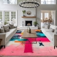 thumbnail image 3 of 6'x9' Area Rugs, Pink Orange Black Indoor Outdoor Area Rug for Living Room Bedroom, Modern Oil Painting Contemporary Washable Bathroom Rugs Kitchen Floor Carpet Mats Home Decor Aesthetic, 3 of 8
