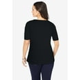 thumbnail image 2 of Jessica London Women's Plus Size Stretch Cotton Square Neck Tee, 2 of 6