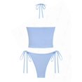 thumbnail image 2 of Set Tankini con cordones halter a rayas sin costuras, anudado en el lateral, azul XL, 2 of 5