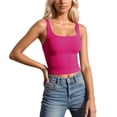 thumbnail image 1 of Gpoecd Débardeurs à Col Rond pour Femmes, Camisole Sans Manches à Bretelles, Ajustée, Extensible, Basique pour Superposition, sous-Vêtement, Haut d'Été Décontracté, Camisole pour Femmes 02_Hot Pink,TG, 1 of 6