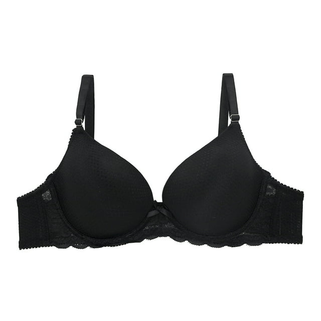 Brasier Carnival para Mujer, Encaje y Moño Negro Liso Talla 38B