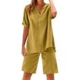 thumbnail image 2 of Resicozy 2 Piece Sets for Women Summer Shorts Oversized Short Sleeve and Bermuda Shorts Lounge Sets Matching Outfits Clothing Earthy Yellow 2XL, 2 of 6
