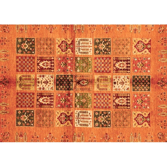 Ahgly Company Indoor Rectangle Abstract Orange Modern Area Rugs, 7' x 9'