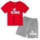 thumbnail image 3 of Conjunto de 2 piezas de camiseta de manga corta y pantalones cortos con estampado de letras de marca de verano, traje deportivo informal para niños y niñas, conjunto de moda para niños, 3 of 5