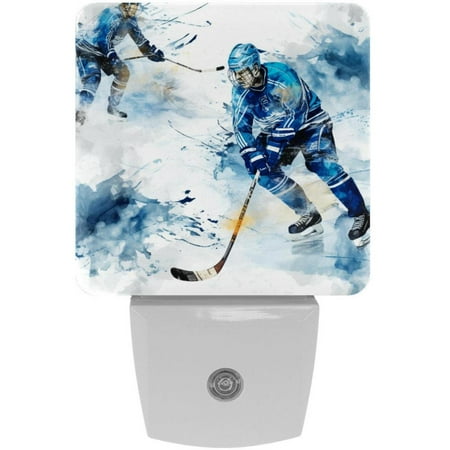 

Link Ice Hockey Night Light Set of 2 Plug into Wall LED Nightlights Auto Dusk to Dawn Sensor Lamp for Kids Bedroom Kitchen Bathroom Hallway Stairs