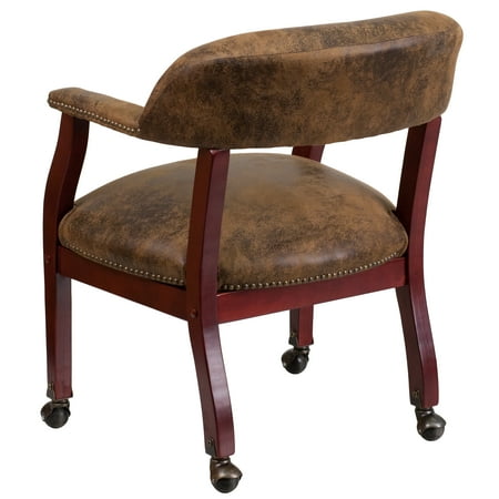 Flash Furniture - Sarah  Traditional Fabric Side Chair - Upholstered - Bomber Jacket Brown Microfiber