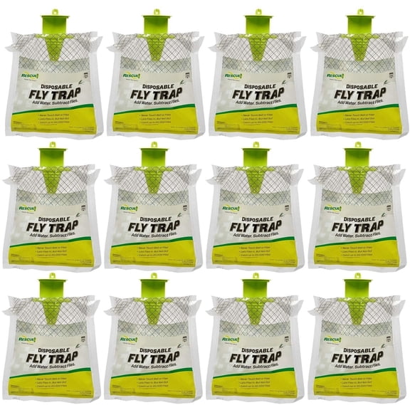 RESCUE! Outdoor Disposable Hanging Fly Trap - Waterproof - 12 Traps