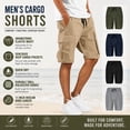thumbnail image 2 of Men's Performance Cargo Shorts 11" Inseam Summer Quick Dry Outdoor Short Pants Casual Knee Length Elastic Waist Drawstring Utility Shorts with 4 Pockets for Work, 2 of 7