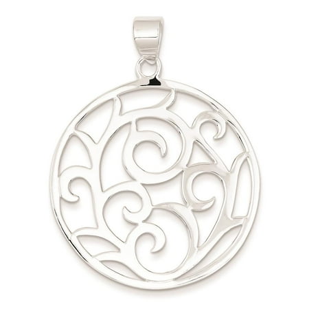 - 925 Sterling Silver Fancy Round Polished Charm Pendant 51mm x 40mm