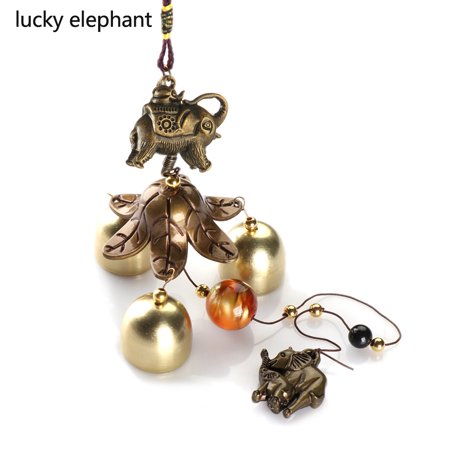 Gift Outdoor Garden Yard Home Decoration Balcony Window Lucky Charms Elephant Fishes Retro Metal Wind Chime Hanging Ornament LUCKY ELEPHANT