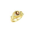 thumbnail image 3 of RYLOS Bagues pour Femmes Bague en Or Jaune 14K XOXO Câlins et Baisers Bague Pierre Précieuse 7X5MM et Diamant Juin Quartz Fumé Bijoux Taille 10, 3 of 7
