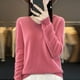 thumbnail image 5 of Suéteres con capucha de lana merino 100 % para mujer, jersey de punto, suéter suave y cálido de invierno con cuello en V, suéter policromado para mujer, 5 of 5