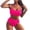 Hot Pink, variant on Luxalzxs High Waisted Bikini Sets for Women Solid Color Ribbed Spaghetti Strap Bikini Set Two Piece Swimsuit