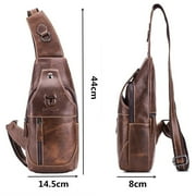 BULLCAPTAIN Mens Sling Bag Genuine Leather Chest Shoulder Backpack Cross Body Purse Water Resistant Anti Theft For Travel Hiking School
