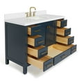 thumbnail image 3 of ARIEL 49" Bathroom Vanity with 1.5" Edge Pure White Quartz Countertop & Backsplash, Center Rectangular Sink, 2 Soft Closing Doors, 9 Full Extension Dovetail Drawers, Brushed Nickel - Midnight Blue, 3 of 8