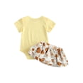 thumbnail image 4 of ITFABS Barboteuse à Manches Courtes à Col Rond avec Imprimé de Lettres + Jupe-Pantalon à Motif Floral, 4 of 10