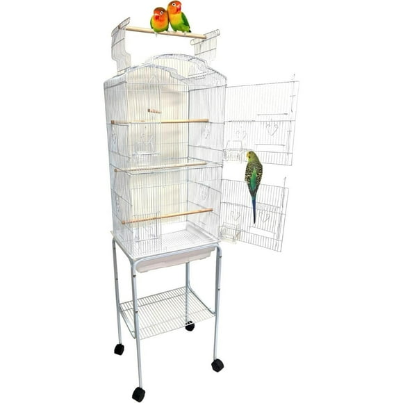 65" Large Open/Close Top Bird Cage Side Breeding Nest Box Doors for Canary Parakeet Cockatiel Lovebird Finches with Removable Rolling Stand