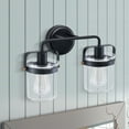 thumbnail image 5 of Wall Light for 60W Bulb Farmhouse Metal Sconce w Glass Shade Matte Black, 2-Light Sconce, 5 of 10