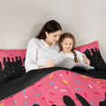 thumbnail image 4 of Castle Fairy Ice Cream Drip King Size Comforter Sets 3pcs, Stars Print Comforters King Size,Black Pink,Black Reversible,1 Comforter and 2 Pillowcases, 4 of 6