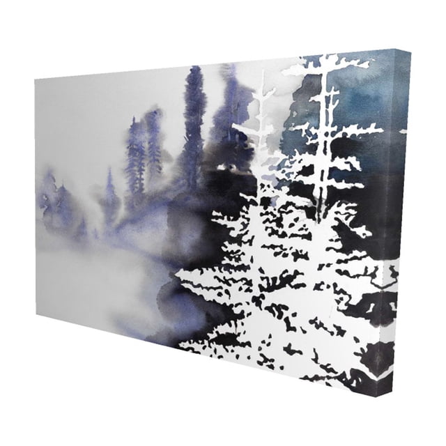 Silhouette de Forêt - Toile 24"x36 Pouces - Impression à la Demande