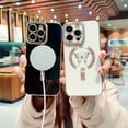 thumbnail image 4 of Magnetic for iPhone 16 Plus Case for Women Girls Cute, [Compatible with MagSafe] Luxury Butterfly Pattern Plating Anti-Scratch Shockproof Cover Phone Case for iPhone 16 Plus, White, 4 of 6
