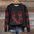 thumbnail image 1 of TIMIFIS Chandail en Molleton Halloween Femmes Horreur Rouge Graphique Chandails en Molleton en Polaire Halloween Col Rond Manches Longues Chandail Tops, 1 of 3