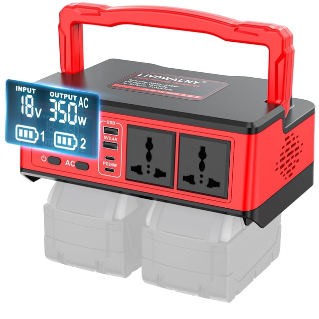 Estación de Energía LIVOWALNY 350W Compatible con Milwaukee 18V