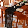 thumbnail image 5 of Holzlrgus 13Ft Black Cheesecloth Table Runner, 160inch Long Cheese Cloth Boho Gauze Table Runner for Wedding Bridal Baby Shower Birthday Holiday Party Sheer Halloween Table Decorations, 5 of 7