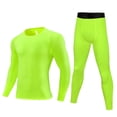 thumbnail image 2 of TIREOW Boys Compression Thermal Base Layer Set, Athletic Youth Fleece Lined Long Sleeve Sports Tops Leggings for Kids (Style A), 2 of 8