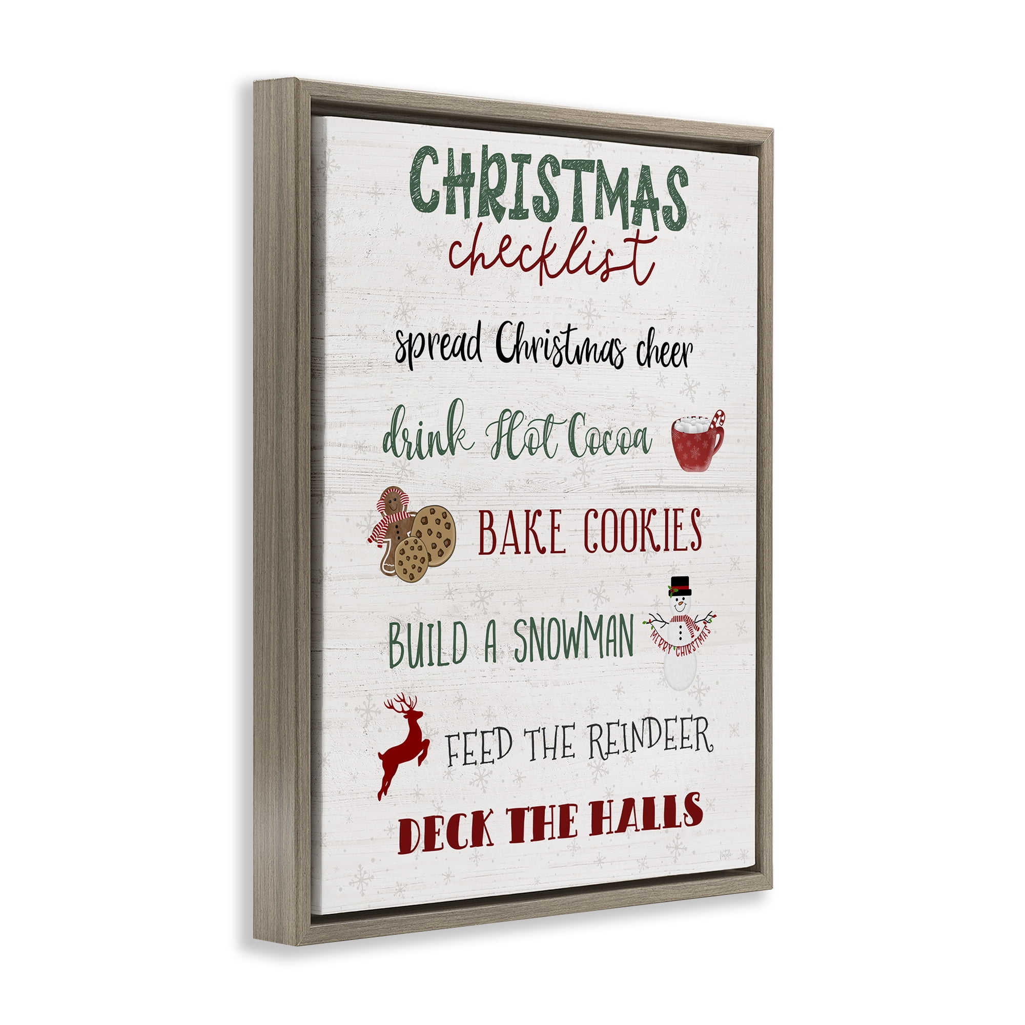 Stupell Industries Rustic Christmas Checklist Holiday Painting Brown Floater Framed Canvas Art Prints Wall Art, 25 x 31