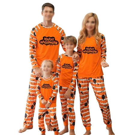

Rejlun Women Men Kids Matching Family Pajamas Set Crew Neck Nightwear Long Sleeve Sleepwear Soft Halloween PJ Sets Loungewear Holiday Style A Mom -S