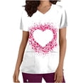 thumbnail image 2 of TIMIFIS Hauts de Sarrau d'Infirmière pour Femmes, Saint-Valentin, Uniforme de Travail, Manches Courtes, Col en V, Blouse T-shirt de Travail avec Poches - Rose Vif, Imprimé, 2 of 5